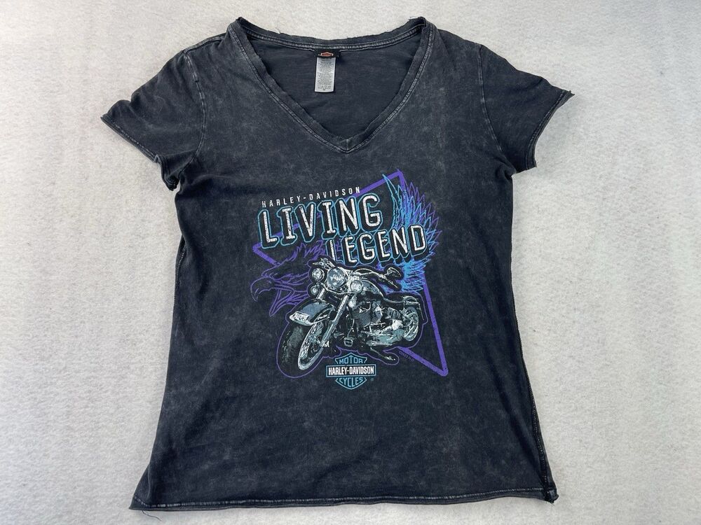 Harley-Davidson Women’s Medium Black V-Neck T-Shirt “Living Legend”